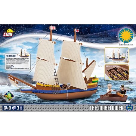 COBI 21077 non  CÓ THỂ HOA SỐ bộ đồ chơi xếp lắp ráp ghép mô hình Pirates Of The Caribbean PILGRIM SHIP MAYFLOWER Cướp Biển Vùng Caribe 640 khối