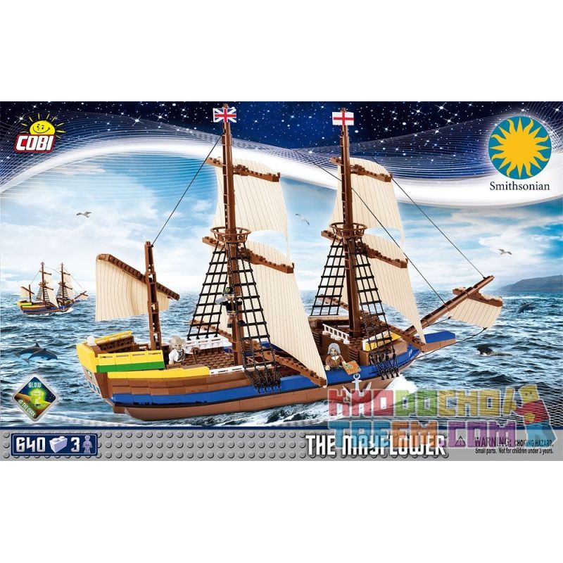COBI 21077 non  CÓ THỂ HOA SỐ bộ đồ chơi xếp lắp ráp ghép mô hình Pirates Of The Caribbean PILGRIM SHIP MAYFLOWER Cướp Biển Vùng Caribe 640 khối