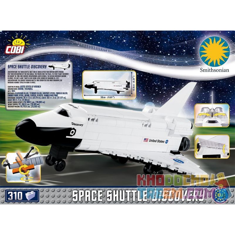 COBI 21076 non  KHÁM PHÁ TÀU CON THOI bộ đồ chơi xếp lắp ráp ghép mô hình Space SPACE SHUTTLE DISCOVERY Thám Hiểm Không Gian 310 khối