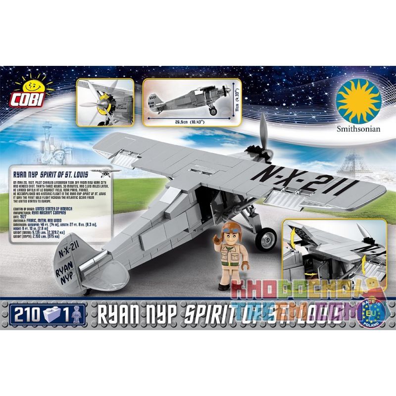 COBI 21074 non  SHENGLUO SPIRIT SỐ bộ đồ chơi xếp lắp ráp ghép mô hình RYAN NYP SPIRIT OF ST. LOUIS 210 khối