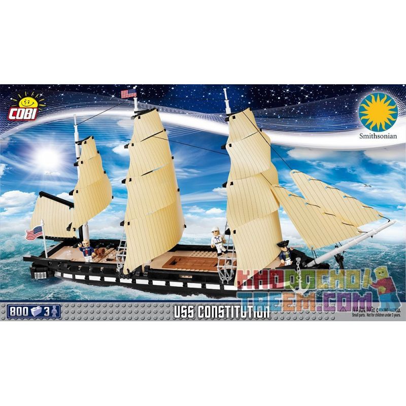 COBI 21078 non  SỐ THUÊ TÀU USS bộ đồ chơi xếp lắp ráp ghép mô hình USS CONSTITUTION 800 khối