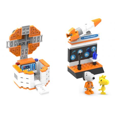 LINOOS LN8019 8019 non  KHOANG TRỞ VỀ TÀU VŨ TRỤ bộ đồ chơi xếp lắp ráp ghép mô hình Snoopy SNOOPY SPACE TRAVELER Chú Chó 151 khối