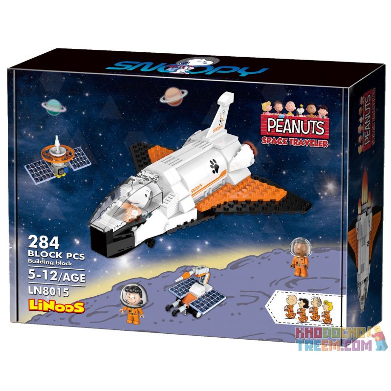 LINOOS LN8015 8015 non  TÀU CON THOI bộ đồ chơi xếp lắp ráp ghép mô hình Snoopy SNOOPY SPACE TRAVELER Chú Chó 284 khối