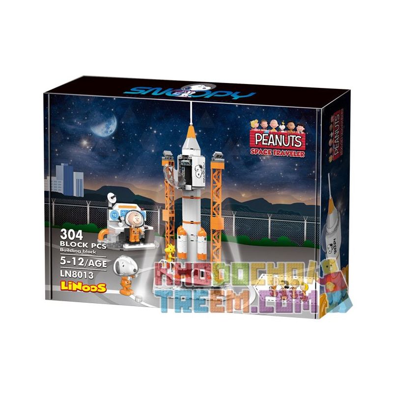 LINOOS LN8013 8013 non  TÊN LỬA bộ đồ chơi xếp lắp ráp ghép mô hình Snoopy SNOOPY SPACE TRAVELER Chú Chó 304 khối