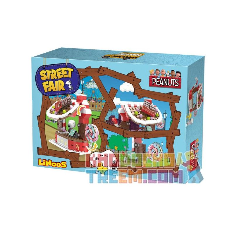 LINOOS LN8012 8012 non  CỬA HÀNG KẸO bộ đồ chơi xếp lắp ráp ghép mô hình Snoopy SNOOPY STREET FAIR Chú Chó 145 khối