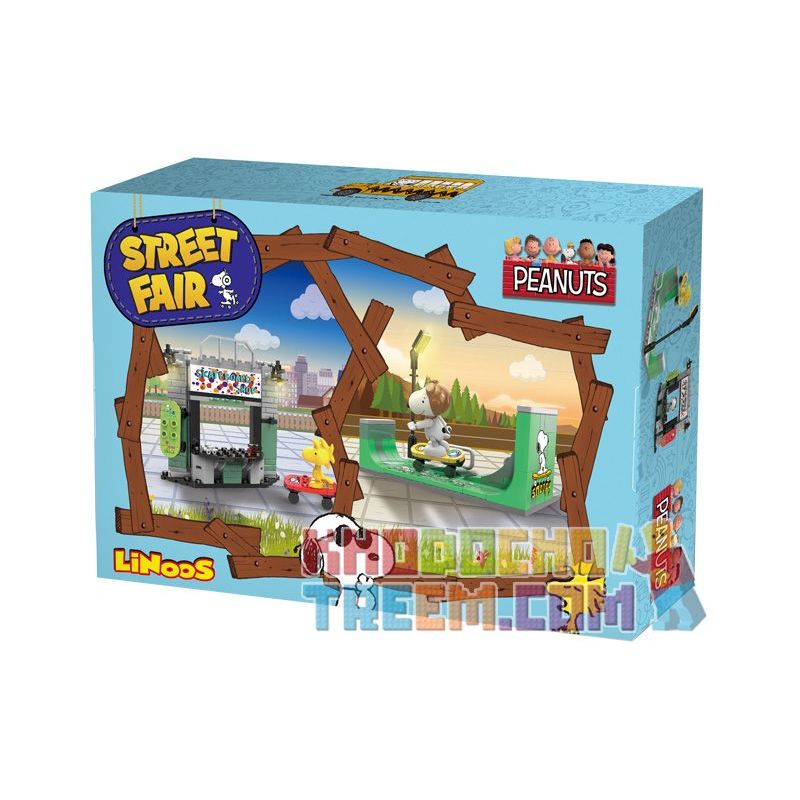 LINOOS LN8011 8011 non  TIỆM BÁN GIÀY VÁN PATIN bộ đồ chơi xếp lắp ráp ghép mô hình Snoopy SNOOPY STREET FAIR Chú Chó 158 khối