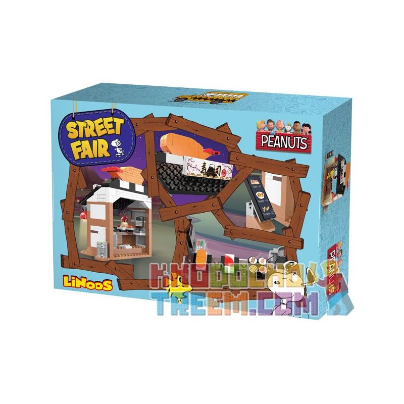 LINOOS LN8010 8010 non  CỬA HÀNG SUSHI bộ đồ chơi xếp lắp ráp ghép mô hình Snoopy SNOOPY STREET FAIR Chú Chó 142 khối