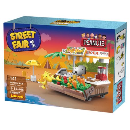 LINOOS LN8007 8007 non  QUẦY BÁN HOA QUẢ bộ đồ chơi xếp lắp ráp ghép mô hình Snoopy SNOOPY STREET FAIR Chú Chó 141 khối
