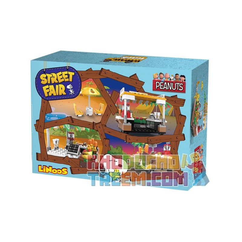 LINOOS LN8007 8007 non  QUẦY BÁN HOA QUẢ bộ đồ chơi xếp lắp ráp ghép mô hình Snoopy SNOOPY STREET FAIR Chú Chó 141 khối