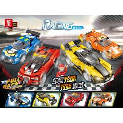 ZHEGAO QL0724 0724 non  PHANTOM PULL BACK RACING 4 bộ đồ chơi xếp lắp ráp ghép mô hình Racers Đua Tốc Độ 883 khối