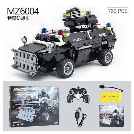 MZ MZ6004 6004 non  XE CẢNH SÁT NỔ ĐẶC CHỦNG bộ đồ chơi xếp lắp ráp ghép mô hình Military Army SWAT CAR Quân Sự Bộ Đội 768 khối