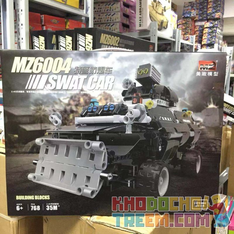 MZ MZ6004 6004 non  XE CẢNH SÁT NỔ ĐẶC CHỦNG bộ đồ chơi xếp lắp ráp ghép mô hình Military Army SWAT CAR Quân Sự Bộ Đội 768 khối
