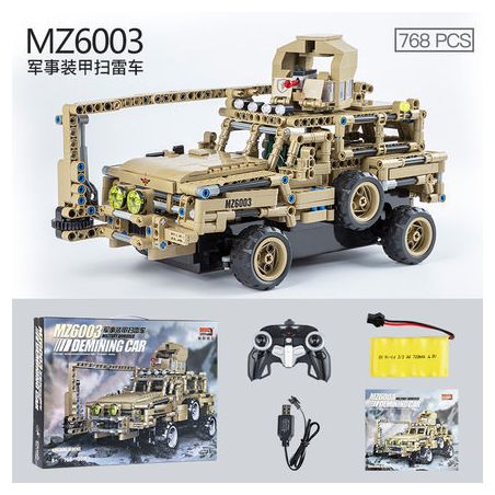 MZ MZ6003 6003 non  XE QUÉT MÌN BỌC THÉP QUÂN SỰ bộ đồ chơi xếp lắp ráp ghép mô hình Military Army MILITARY ARMORED DEMINING CAR Quân Sự Bộ Đội 768 khối