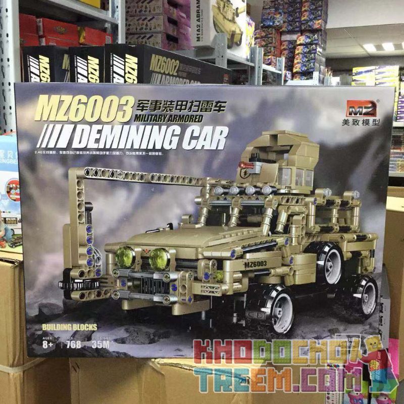 MZ MZ6003 6003 non  XE QUÉT MÌN BỌC THÉP QUÂN SỰ bộ đồ chơi xếp lắp ráp ghép mô hình Military Army MILITARY ARMORED DEMINING CAR Quân Sự Bộ Đội 768 khối