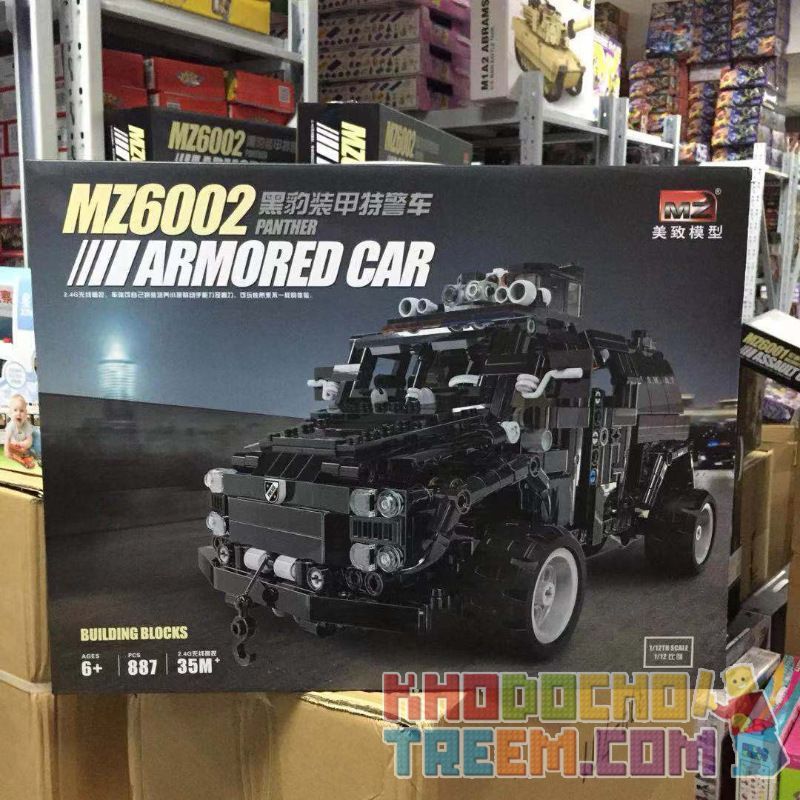 MZ MZ6002 6002 non  PANTHER BỌC THÉP SWAT XE bộ đồ chơi xếp lắp ráp ghép mô hình Military Army PANTHER ARMORED CAR Quân Sự Bộ Đội 887 khối