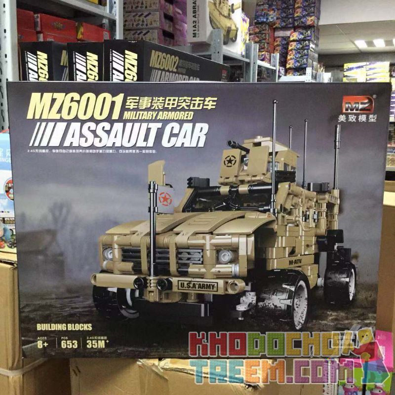 MZ MZ6001 6001 non  XE TẤN CÔNG BỌC THÉP QUÂN SỰ bộ đồ chơi xếp lắp ráp ghép mô hình Military Army MILITARY ARMORED ASSAULT CAR Quân Sự Bộ Đội 653 khối