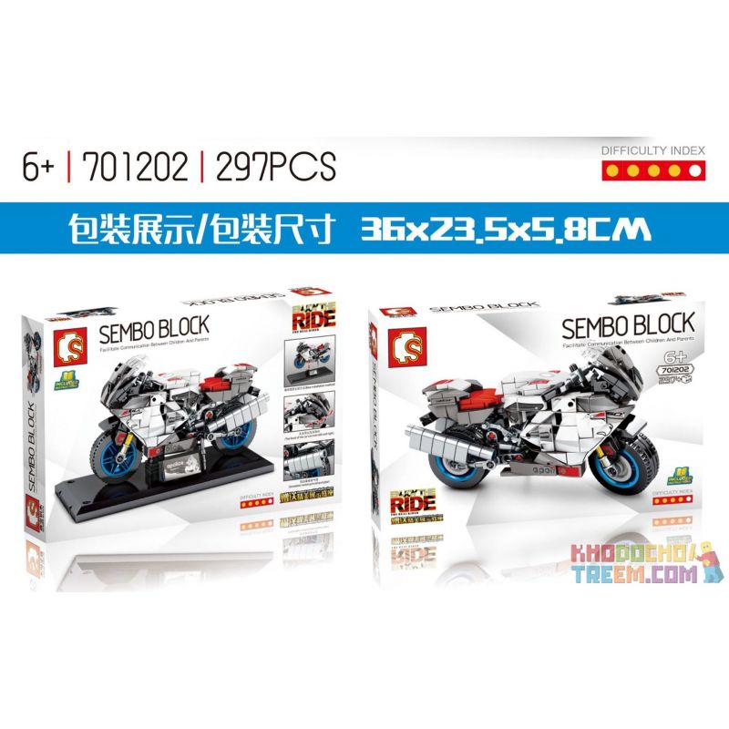 SEMBO 701202 non  APULIA RSV1000R. bộ đồ chơi xếp lắp ráp ghép mô hình Motorcycle Motorbike APRILIA RSV 1000R Xe Hai Bánh 297 khối