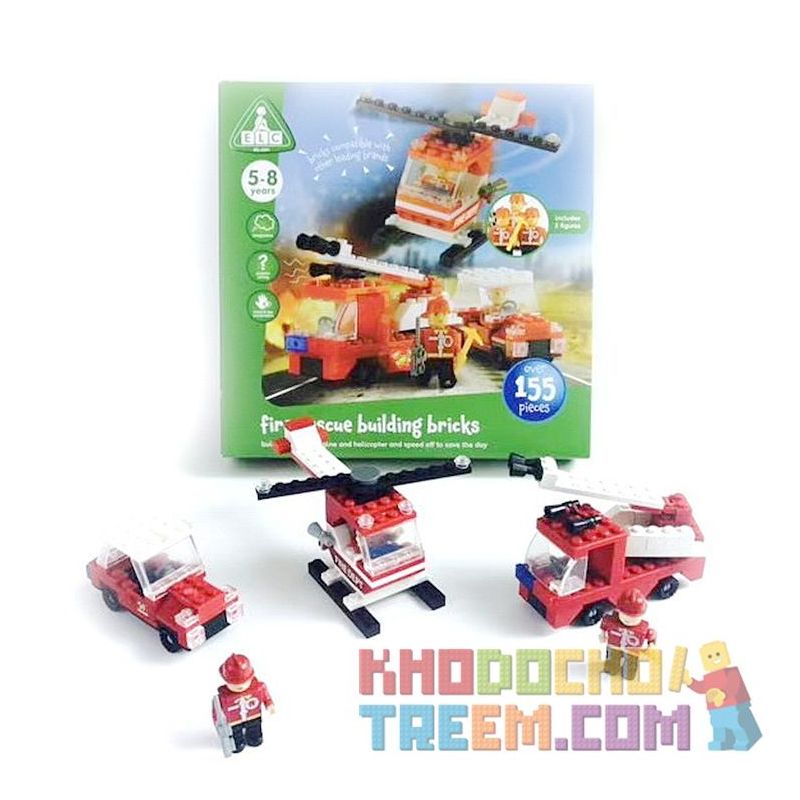 ELC 140209 non  CỨU HỎA bộ đồ chơi xếp lắp ráp ghép mô hình City FIRE AND RESCUE BUILDING BRICKS Thành Phố 155 khối