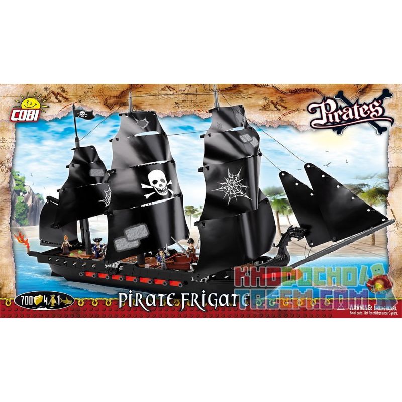 COBI 6021 non  KHINH HẠM CƯỚP BIỂN bộ đồ chơi xếp lắp ráp ghép mô hình Pirates Of The Caribbean PIRATE FRIGATE Cướp Biển Vùng Caribe 700 khối