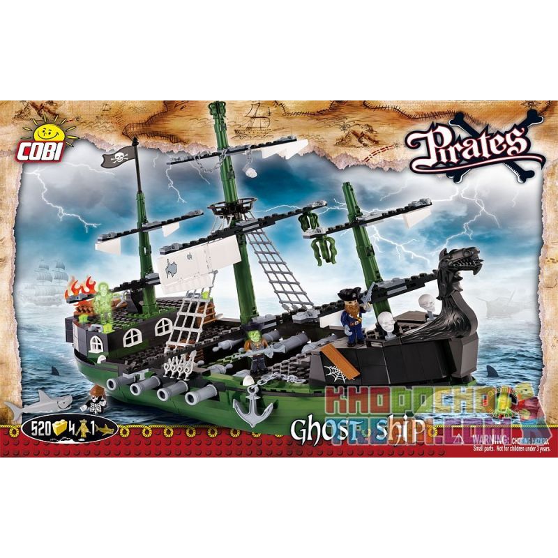 COBI 6017 non  TÀU MA bộ đồ chơi xếp lắp ráp ghép mô hình Pirates Of The Caribbean GHOST SHIP Cướp Biển Vùng Caribe 520 khối