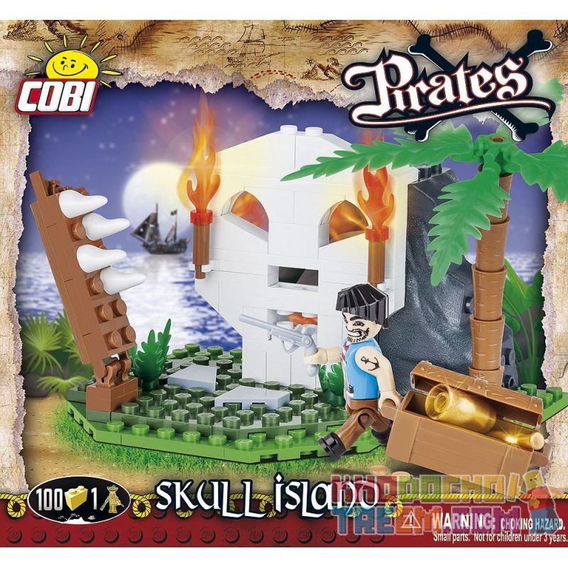 COBI 6012 non  ĐẢO ĐẦU LÂU bộ đồ chơi xếp lắp ráp ghép mô hình Pirates Of The Caribbean SKULL ISLAND Cướp Biển Vùng Caribe 100 khối