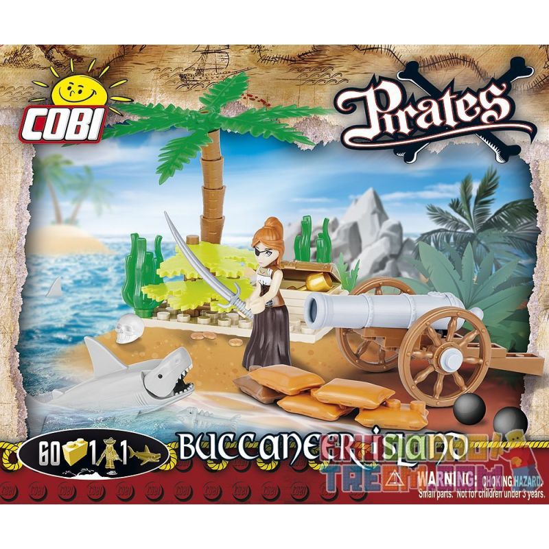 COBI 6011 non  ĐẢO HẢI TẶC bộ đồ chơi xếp lắp ráp ghép mô hình Pirates Of The Caribbean BUCCANEER ISLAND Cướp Biển Vùng Caribe 60 khối