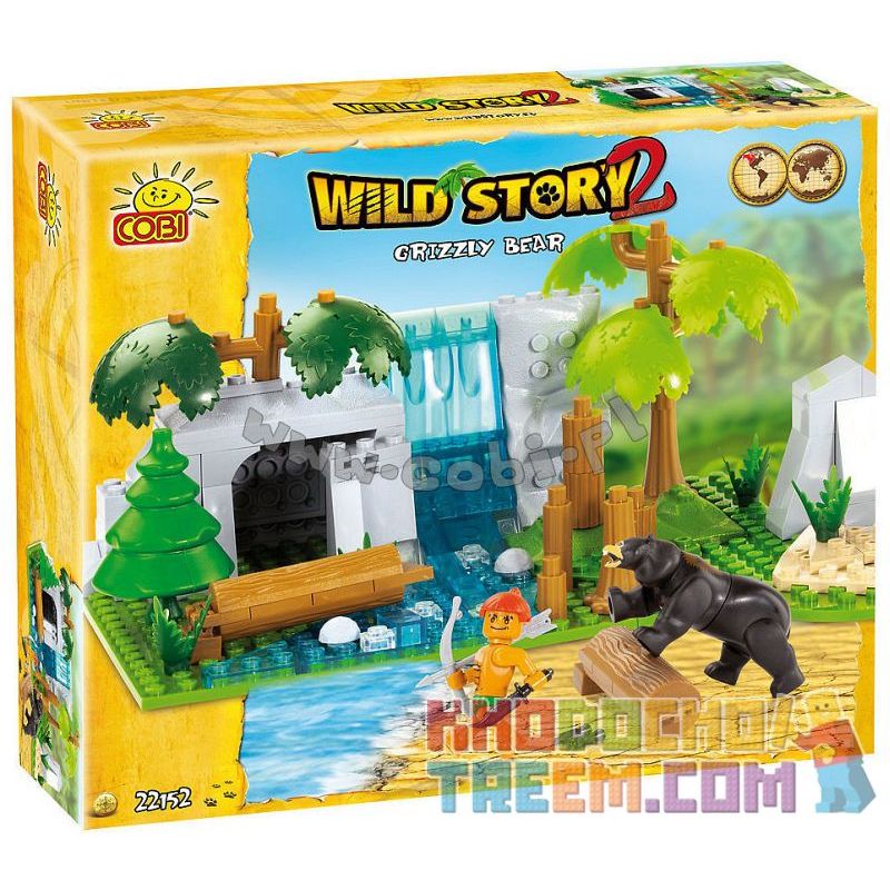 COBI 22152 non  CON GẤU bộ đồ chơi xếp lắp ráp ghép mô hình GRIZZLY BEAR 150 khối