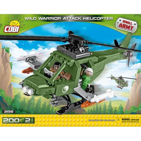 COBI 2158 non  TRỰC THĂNG TẤN CÔNG WILD WARRIOR bộ đồ chơi xếp lắp ráp ghép mô hình Military Army WILD WARRIOR ATTACK HELICOPTER Quân Sự Bộ Đội 200 khối