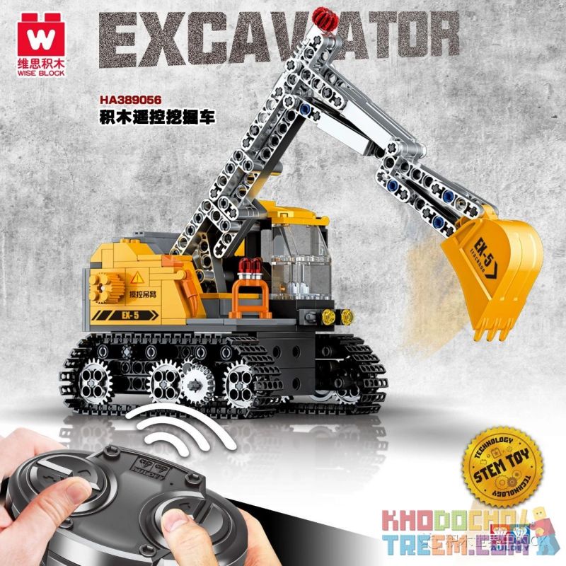 WISE BLOCK HA389056 389056 HA389117 389117 non  MÁY XÚC ĐIỀU KHIỂN TỪ XA bộ đồ chơi xếp lắp ráp ghép mô hình EXCAVATOR 441 khối