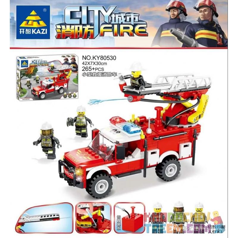 Kazi KY80530 80530 non  XE CỨU HỎA HỘ NHỎ bộ đồ chơi xếp lắp ráp ghép mô hình Fire Rescure CITY FIRE 265 khối