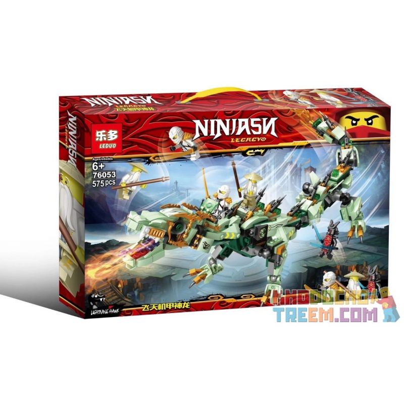 LEDUO 76053 non  PHANTOM NINJA GREEN RỒNG BAY CỦA bộ đồ chơi xếp lắp ráp ghép mô hình The  Ninjago Movie NINJASN LECACY Ninja Lốc Xoáy 575 khối