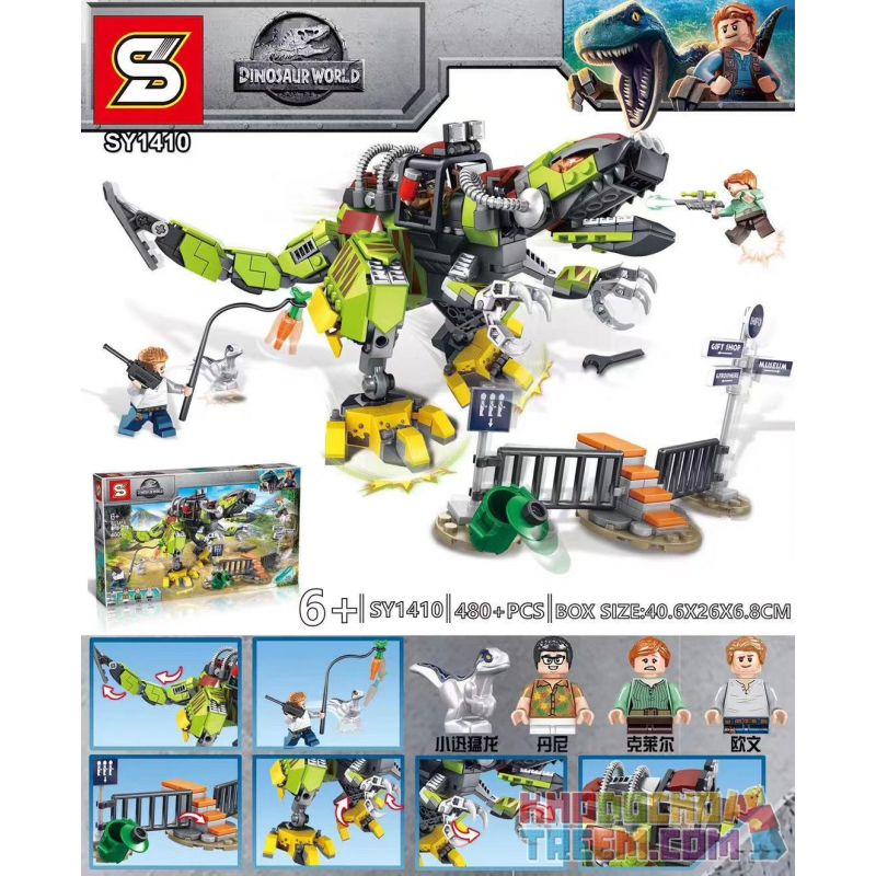 NOT  T. REX VS DINO-MECH BATTLE 75938 LARI 11337 SHENG YUAN/SY SY1410 1410 xếp lắp ráp ghép mô hình TRẬN T. REX VS DINO-MECH CHIẾN Jurassic World Thế Giới Khủng Long 716 khối