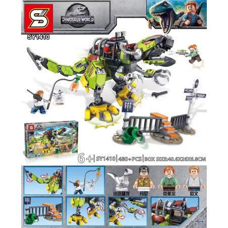NOT  T. REX VS DINO-MECH BATTLE 75938 LARI 11337 SHENG YUAN/SY SY1410 1410 xếp lắp ráp ghép mô hình TRẬN T. REX VS DINO-MECH CHIẾN Jurassic World Thế Giới Khủng Long 716 khối