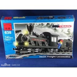 NOT  LARGE TRAIN ENGINE WITH TENDER BLACK 10205 Enlighten 638 Qman 638 xếp lắp ráp ghép mô hình ĐỘNG CƠ TÀU LỚN CÓ ĐẦU THẦU MÀU ĐEN MỀM Trains Tàu Hỏa 232 khối