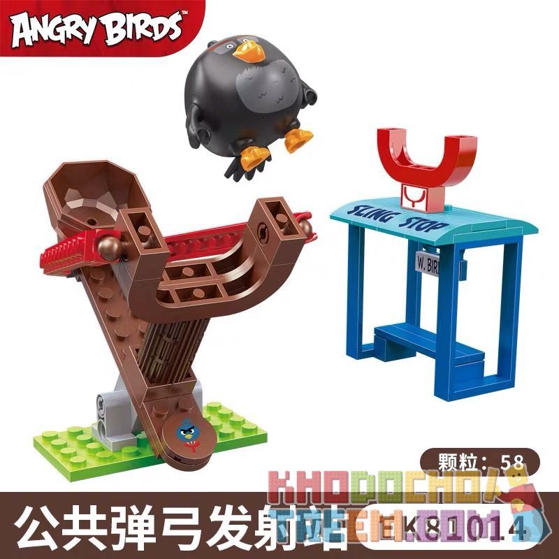 COGO 81014 non  TRẠM PHÓNG SÚNG CAO SU CÔNG CỘNG bộ đồ chơi xếp lắp ráp ghép mô hình The Angry Birds Movie Những Chú Chim Điên 58 khối