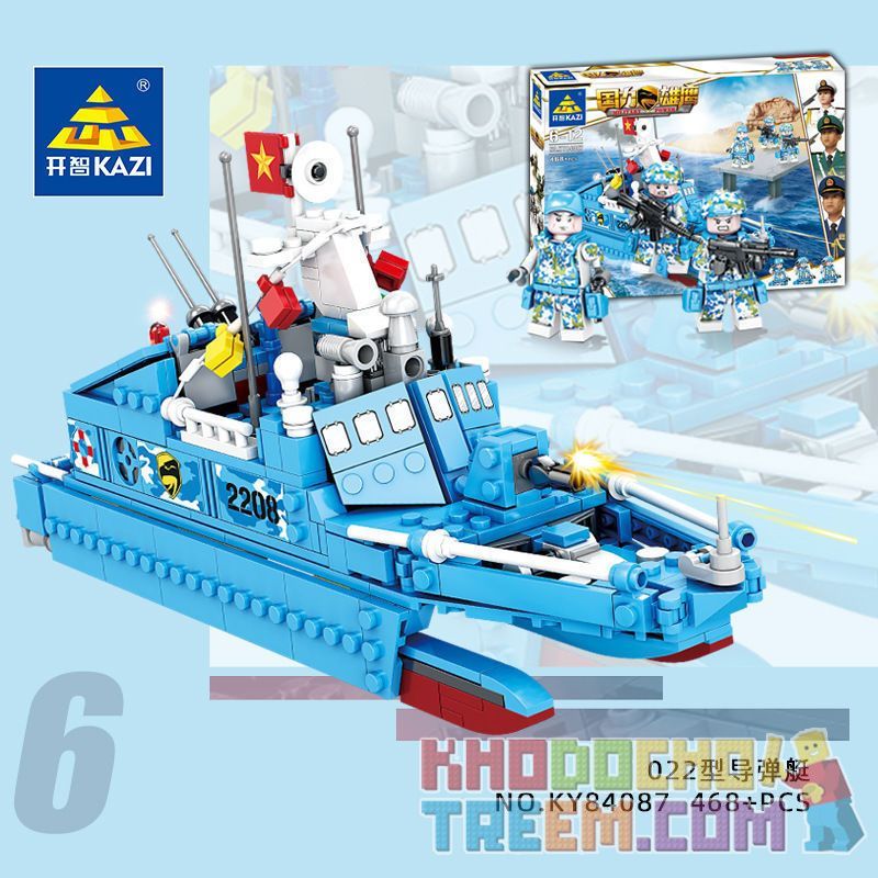 Kazi KY84087 84087 non  TÀU TÊN LỬA KIỂU 022 bộ đồ chơi xếp lắp ráp ghép mô hình Military Power Sức Mạnh Quân Sự 468 khối