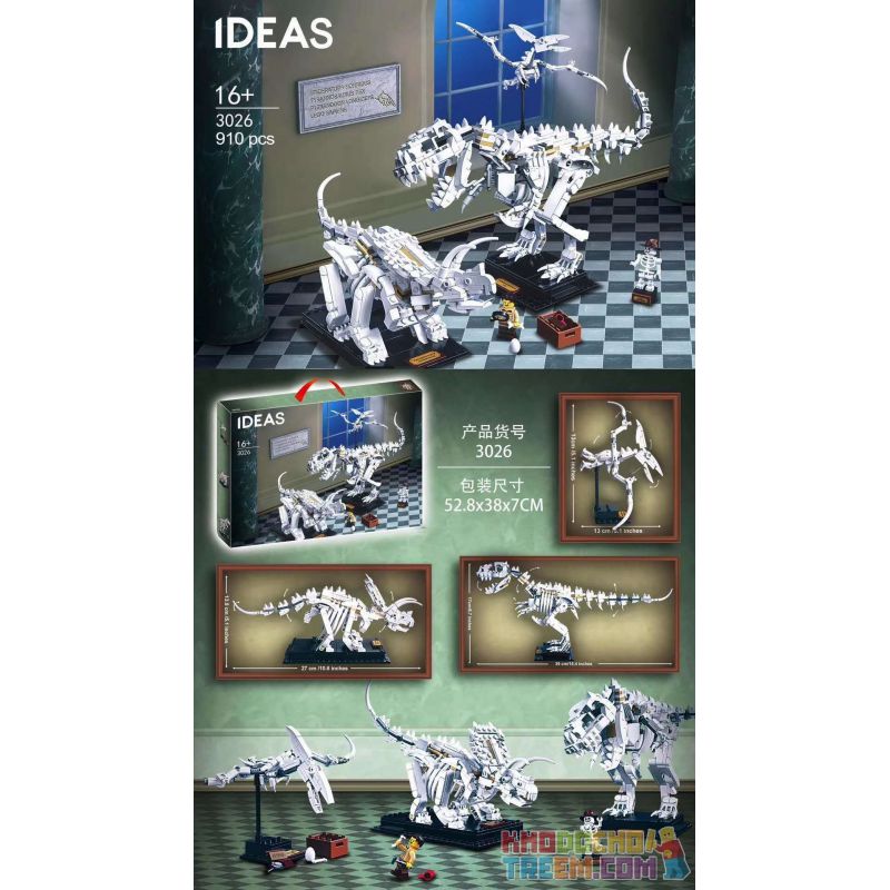 NOT  DINOSAUR FOSSILS 21320 3026 LARI 11449 ZIMO 60008 xếp lắp ráp ghép mô hình HÓA THẠCH KHỦNG LONG Ideas Ý Tưởng 910 khối
