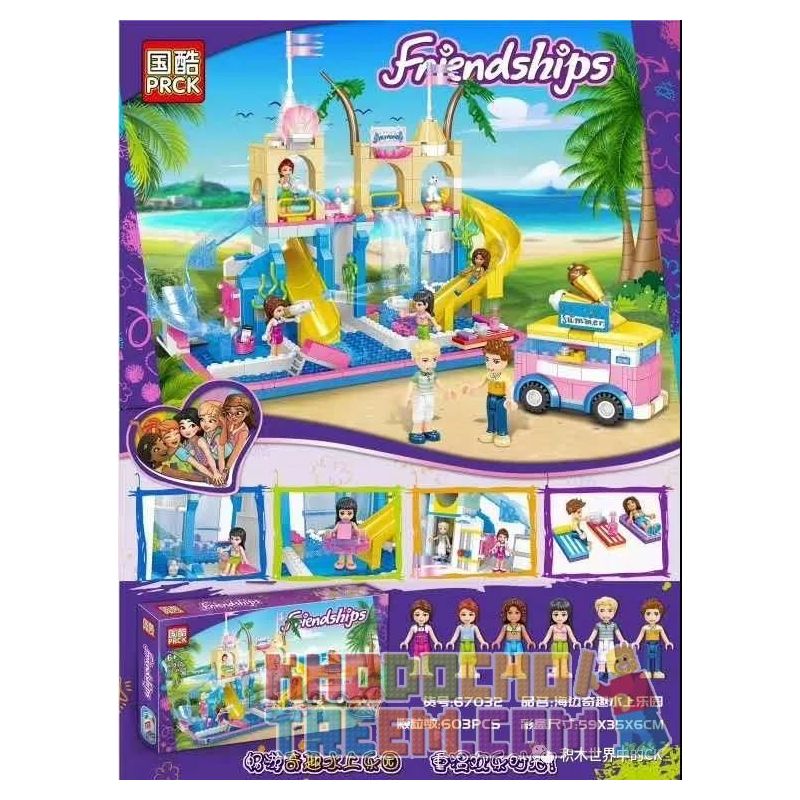 PRCK 67032 non  CÔNG VIÊN NƯỚC VUI VẺ BÊN BỜ BIỂN bộ đồ chơi xếp lắp ráp ghép mô hình  HIPS Các Bạn Gái 603 khối