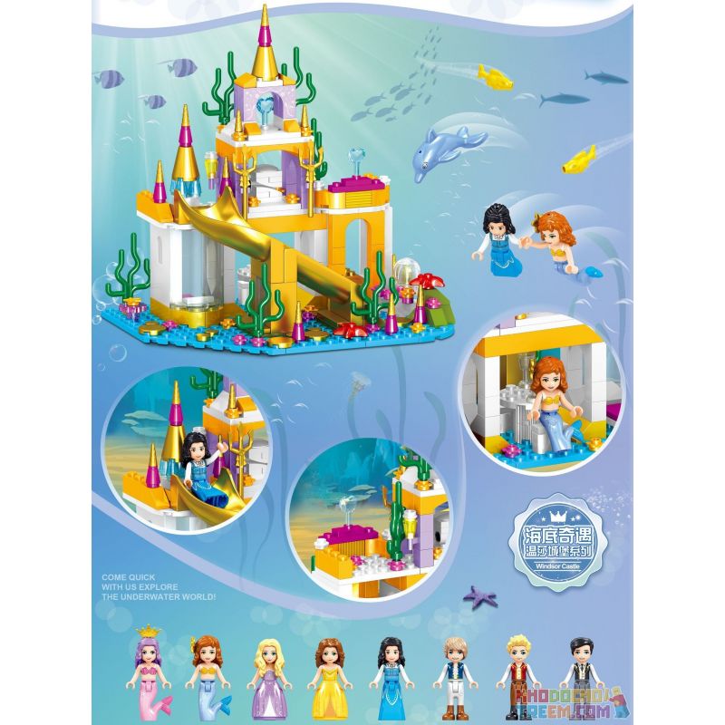 ZHEGAO QL1154 1154 non  THIÊN ĐƯỜNG SAO BIỂN bộ đồ chơi xếp lắp ráp ghép mô hình Disney Princess WINDSOR Công Chúa 257 khối