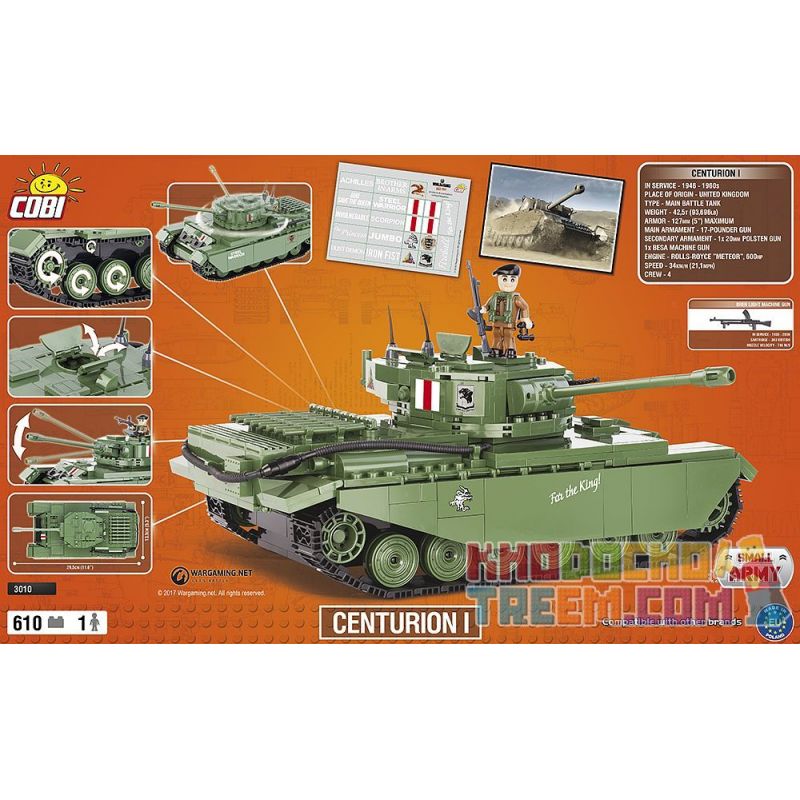 COBI 3010 non  TRĂM LONGFAN. bộ đồ chơi xếp lắp ráp ghép mô hình Military Army CENTURION Quân Sự Bộ Đội 610 khối