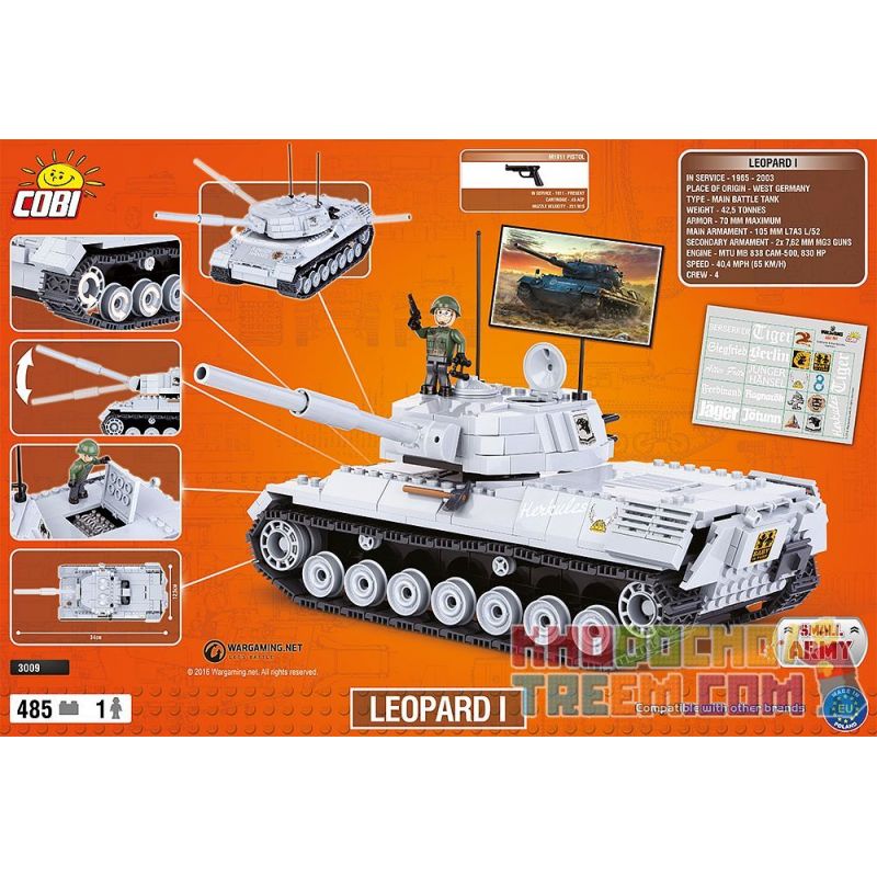 COBI 3009 non  LEOPARD 1. bộ đồ chơi xếp lắp ráp ghép mô hình Military Army LEOPARD I Quân Sự Bộ Đội 485 khối