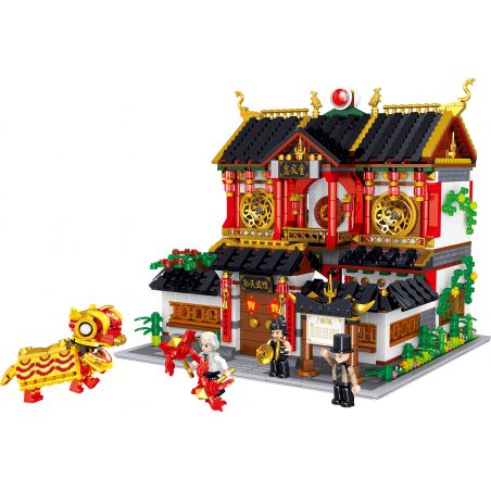 ZHEGAO QL0976 0976 non  SẢNH VÕ THUẬT CỦA SUN'S ZHONGYI HALL bộ đồ chơi xếp lắp ráp ghép mô hình Modular Buildings CHINESE STREET-VIEW Mô Hình Nhà Cửa 2519 khối