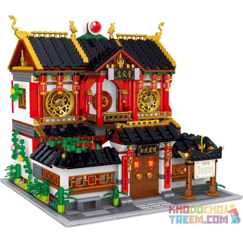 ZHEGAO QL0976 0976 non  SẢNH VÕ THUẬT CỦA SUN'S ZHONGYI HALL bộ đồ chơi xếp lắp ráp ghép mô hình Modular Buildings CHINESE STREET-VIEW Mô Hình Nhà Cửa 2519 khối