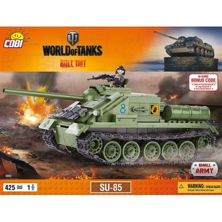 COBI 3003 non  THẾ GIỚI XE TĂNG SU-85 bộ đồ chơi xếp lắp ráp ghép mô hình Military Army Quân Sự Bộ Đội 425 khối