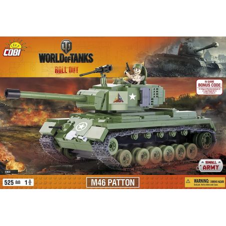 COBI 3008 non  NÚT M46 bộ đồ chơi xếp lắp ráp ghép mô hình Military Army M46 PATTON Quân Sự Bộ Đội 525 khối