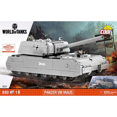 COBI 3024 non  CHUỘT XE TĂNG SỐ 8 bộ đồ chơi xếp lắp ráp ghép mô hình Military Army PANZER VIII MAUS Quân Sự Bộ Đội 890 khối