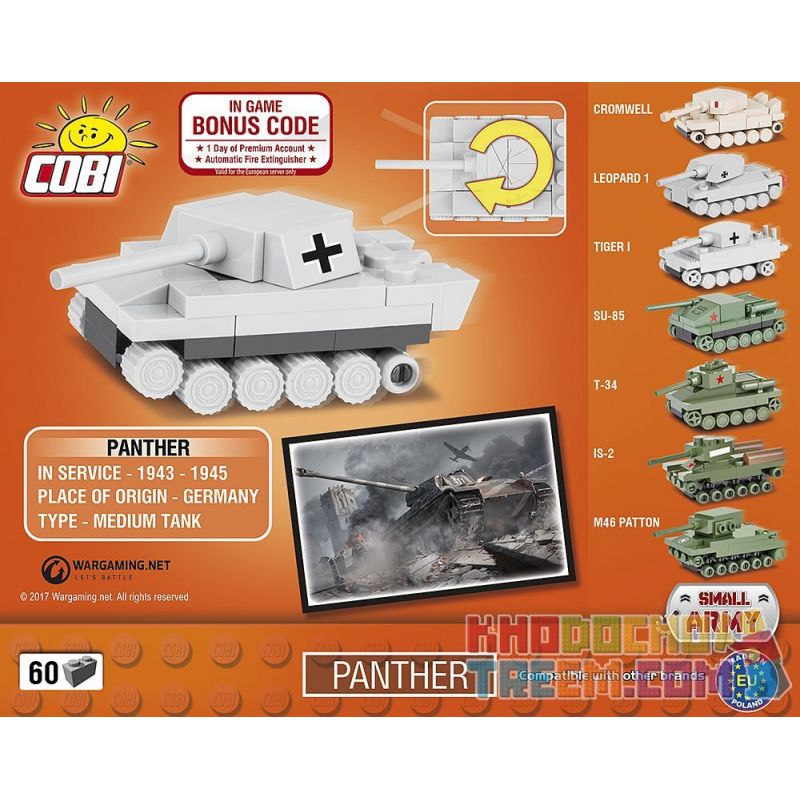 COBI 3019 non  LEOPARD MINI TANK. bộ đồ chơi xếp lắp ráp ghép mô hình Military Army PANTHER NANO TANK Quân Sự Bộ Đội 60 khối
