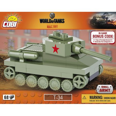 COBI 3021 non  XE TĂNG MINI T-34 bộ đồ chơi xếp lắp ráp ghép mô hình Military Army T-34 NANO TANK Quân Sự Bộ Đội 68 khối