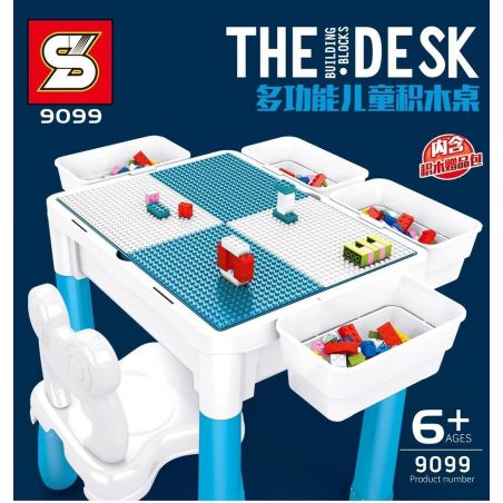 SHENG YUAN SY 9099 non  BÀN TRẺ EM ĐA CHỨC NĂNG bộ đồ chơi xếp lắp ráp ghép mô hình Gear THE BUILDING BLOCK DESK Đồ Lắp Ghép