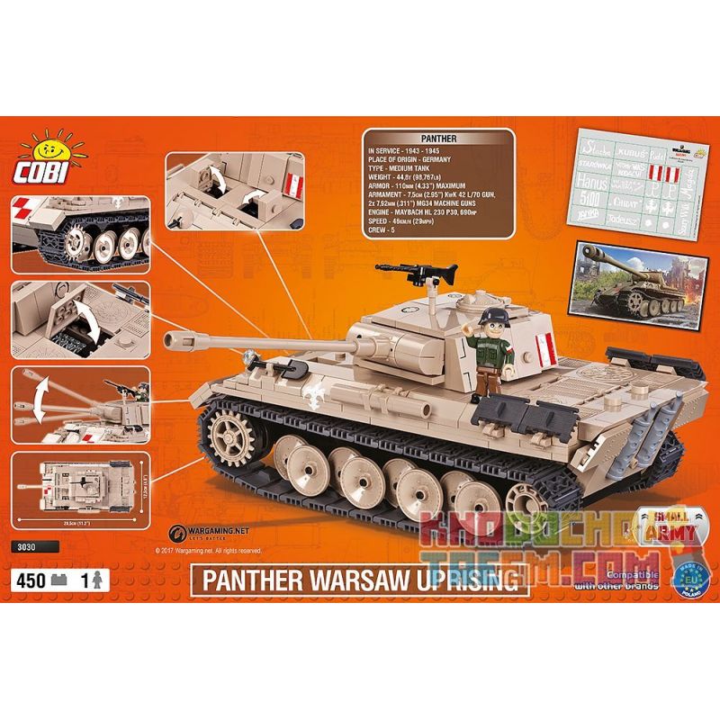 COBI 3030 non  CUỘC NỔI DẬY CỦA PANTHER WARSAW bộ đồ chơi xếp lắp ráp ghép mô hình Military Army PANTHER WARSAW UPRISING Quân Sự Bộ Đội 450 khối